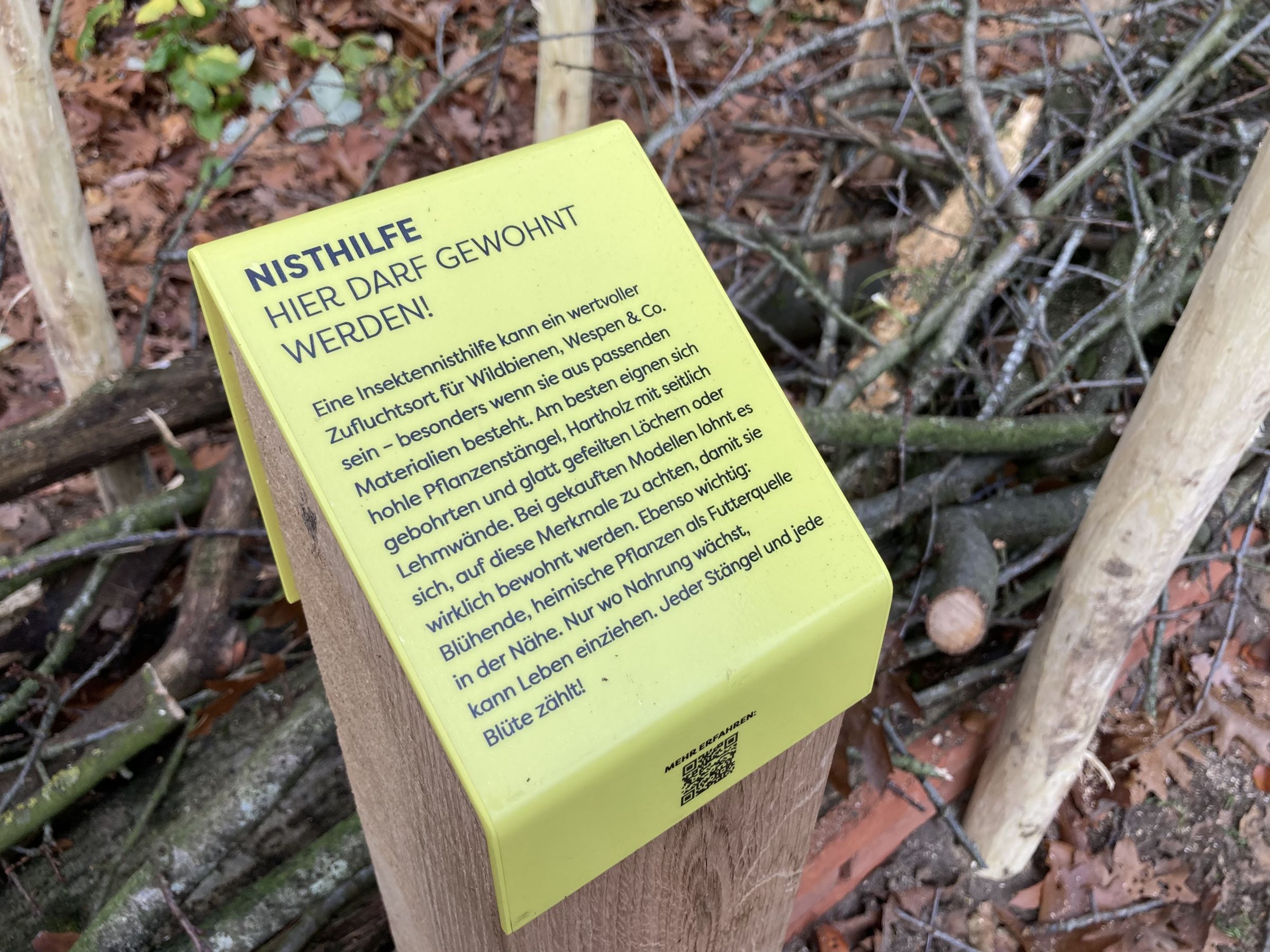 Texttafel zur Nisthilfe